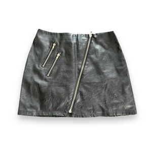Black leather biker mini skirt